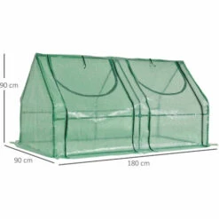 Outsunny Mini Serre De Jardin Serre à Tomates Double Bâche 180L X 90l X 90H Cm Acier PE PVC 2 Fenêtres Avec Zip Enroulables Vert - Vert -France Serre de jardin Soldes 2022 50909098 3
