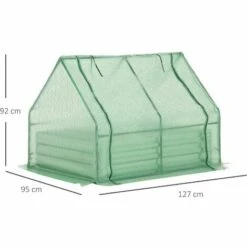 Outsunny Mini Serre De Jardin Serre à Tomates Avec Carré Potager - Acier Thermo-laqué, Tôle D'acier Ondulée, PE Haute Densité Anti-UV - Fenêtre Zippée Enroulable Vert - Vert -France Serre de jardin Soldes 2022 50909104 3