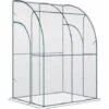 Outsunny Serre De Jardin Adossée Serre Adossée Dim. 1,43L X 1,18l X 2,12H M 2 Portes Zippées Enroulables Acier PVC Transparent - Transparent -France Serre de jardin Soldes 2022 50909119 1
