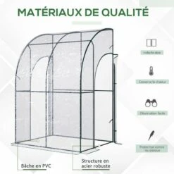 Outsunny Serre De Jardin Adossée Serre Adossée Dim. 1,43L X 1,18l X 2,12H M 2 Portes Zippées Enroulables Acier PVC Transparent - Transparent 11 Outsunny Serre De Jardin Adossée Serre Adossée Dim. 1,43L X 1,18l X 2,12H M 2 Portes Zippées Enroulables Acier PVC Transparent - Transparent -France Serre de jardin Soldes 2022 50909119 5