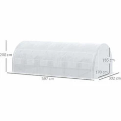 Outsunny Serre De Jardin Tunnel 18 M² Dim. 5,97L X 3,02l X 2H M - 12 Fenêtres, Porte Zippée Enroulable - Châssis Tubulaire Acier Galvanisé, Bâche PE Haute Densité Blanc - Blanc -France Serre de jardin Soldes 2022 50909121 3