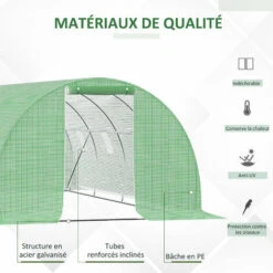 Outsunny Serre De Jardin Tunnel 18 M² Dim. 6L X 3l X 2H M - 8 Fenêtres, Porte Zippée Enroulable - Châssis Tubulaire Acier Galvanisé, Bâche PE Haute Densité Vert - Vert 10 Outsunny Serre De Jardin Tunnel 18 M² Dim. 6L X 3l X 2H M - 8 Fenêtres, Porte Zippée Enroulable - Châssis Tubulaire Acier Galvanisé, Bâche PE Haute Densité Vert - Vert -France Serre de jardin Soldes 2022 50909122 4