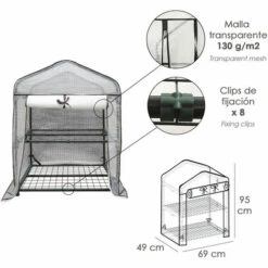 PAPILLON PE Serre Portable 2 Niveaux 69x49x95 Cms. -France Serre de jardin Soldes 2022 51269949 2