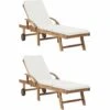 YOUTHUP Chaises Longues De Jardin Réglable Bain De Soleil Avec Coussins 2 Pcs Bois De Teck Solide Blanc - Blanc 1 YOUTHUP Chaises Longues De Jardin Réglable Bain De Soleil Avec Coussins 2 Pcs Bois De Teck Solide Blanc - Blanc -France Serre de jardin Soldes 2022 51855165 1