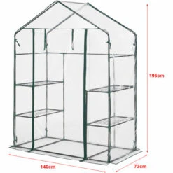 Serre De Jardin Hoorn En Acier Et PVC Avec étagères Intégrées 140 X 73 X 195 Cm [en.casa] -France Serre de jardin Soldes 2022 51903970 3