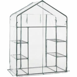 Serre De Jardin Hoorn En Acier Et PVC Avec étagères Intégrées 140 X 73 X 195 Cm [en.casa] -France Serre de jardin Soldes 2022 51903970 5