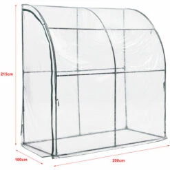 Serre De Jardin Adossée Juta En Acier Et PVC à Porte Zippée 100 X 200 X 215 Cm [en.casa] -France Serre de jardin Soldes 2022 51903992 4