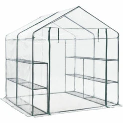 Serre De Jardin Grünau En Acier Et PVC Avec étagères Intégrées 200 X 200 X 220 Cm [en.casa] -France Serre de jardin Soldes 2022 51903998 3