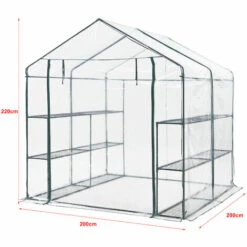 Serre De Jardin Grünau En Acier Et PVC Avec étagères Intégrées 200 X 200 X 220 Cm [en.casa] -France Serre de jardin Soldes 2022 51903998 4