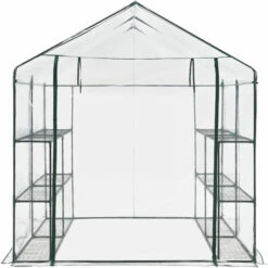 Serre De Jardin Grünau En Acier Et PVC Avec étagères Intégrées 200 X 200 X 220 Cm [en.casa] -France Serre de jardin Soldes 2022 51903998 5