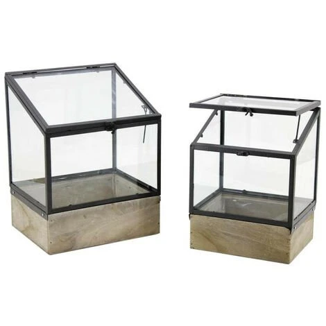 Serre En Métal Bois Et Verre H 27 Cm. Noir. Marque : Aubry Gaspard. Réf. : GSR107 - Noir 3 Serre En Métal Bois Et Verre H 27 Cm. Noir. Marque : Aubry Gaspard. Réf. : GSR107 - Noir