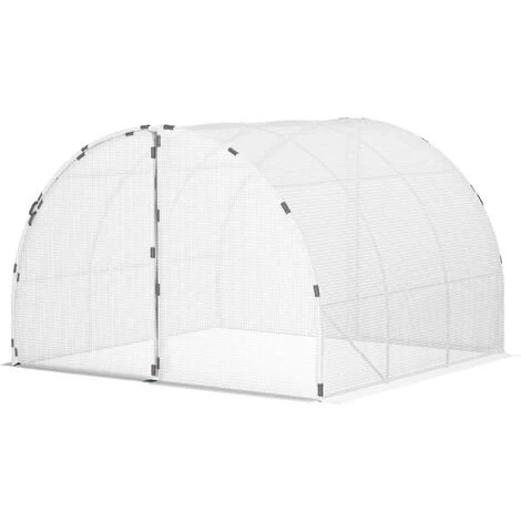Outsunny Serre De Jardin Tunnel Surface Sol 8,38 M² Châssis Tubulaire Renforcé 24 Mm Double Porte Avec Poignées Blanc - Blanc 3 Outsunny Serre De Jardin Tunnel Surface Sol 8,38 M² Châssis Tubulaire Renforcé 24 Mm Double Porte Avec Poignées Blanc - Blanc