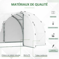 Outsunny Serre De Jardin Tunnel Surface Sol 8,38 M² Châssis Tubulaire Renforcé 24 Mm Double Porte Avec Poignées Blanc - Blanc 11 Outsunny Serre De Jardin Tunnel Surface Sol 8,38 M² Châssis Tubulaire Renforcé 24 Mm Double Porte Avec Poignées Blanc - Blanc -France Serre de jardin Soldes 2022 52476555 5