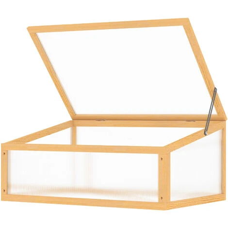 Outsunny Mini Serre De Jardin Serre à Tomates Dim. 90L X 60l X 40H Cm Toit Ouvrable Panneaux De Polycarbonate Bois Sapin Pré-huilé - Beige 6 Outsunny Mini Serre De Jardin Serre à Tomates Dim. 90L X 60l X 40H Cm Toit Ouvrable Panneaux De Polycarbonate Bois Sapin Pré-huilé - Beige – Image 4