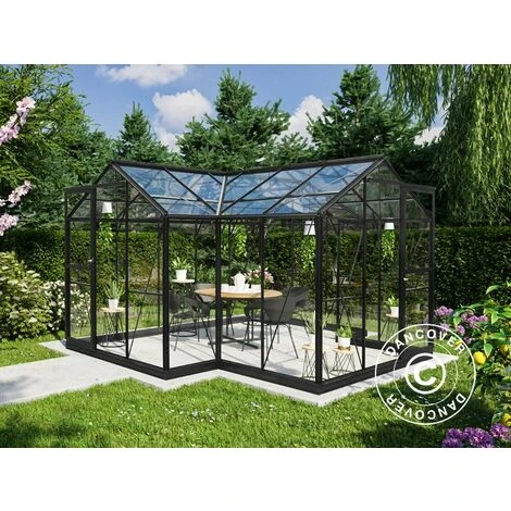 DANCOVER Kiosque De Jardin En Verre 11,5m², 3,73x3,73x2,32m Avec Socle, Noir - Noir 3 DANCOVER Kiosque De Jardin En Verre 11,5m², 3,73x3,73x2,32m Avec Socle, Noir - Noir