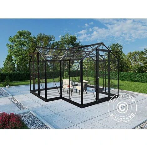 DANCOVER Kiosque De Jardin En Verre 11,5m², 3,73x3,73x2,32m Avec Socle, Noir - Noir 4 DANCOVER Kiosque De Jardin En Verre 11,5m², 3,73x3,73x2,32m Avec Socle, Noir - Noir – Image 2