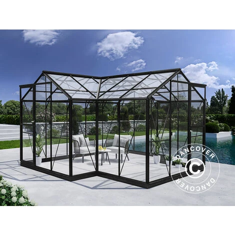DANCOVER Kiosque De Jardin En Verre 11,5m², 3,73x3,73x2,32m Avec Socle, Noir - Noir 5 DANCOVER Kiosque De Jardin En Verre 11,5m², 3,73x3,73x2,32m Avec Socle, Noir - Noir – Image 3