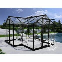 DANCOVER Kiosque De Jardin En Verre 11,5m², 3,73x3,73x2,32m Avec Socle, Noir - Noir 10 DANCOVER Kiosque De Jardin En Verre 11,5m², 3,73x3,73x2,32m Avec Socle, Noir - Noir -France Serre de jardin Soldes 2022 52664419 4
