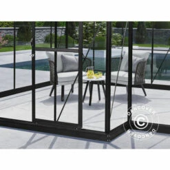 DANCOVER Kiosque De Jardin En Verre 16,8m², 4,45x4,45x 2,52m Avec Socle, Noir - Noir -France Serre de jardin Soldes 2022 52664422 4