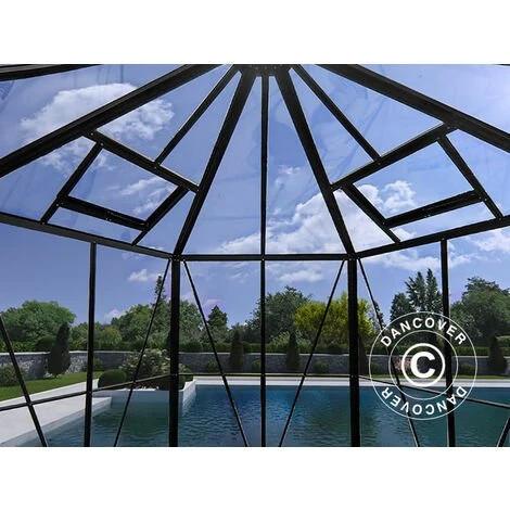 DANCOVER Kiosque De Jardin En Verre Hexagonale 7,2m², 3,04x2,63x2,73m Avec Socle, Noir - Noir 4 DANCOVER Kiosque De Jardin En Verre Hexagonale 7,2m², 3,04x2,63x2,73m Avec Socle, Noir - Noir – Image 2