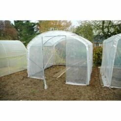 ATOUT LOISIR Serre Tunnel Deschamps Pieds Droits Larg 3 M Pas à 1.50 M, L 3 M, Type 200 Microns Incolore Plasticlair , Façade Pas De Façade Ni De Porte, Support De Culture Non