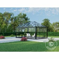 DANCOVER Kiosque De Jardin/Tonnelle De Jardin Verre 12,86m², 4,36x2,95x2,7m, Avec Base, Noir - Noir -France Serre de jardin Soldes 2022 53323145 4