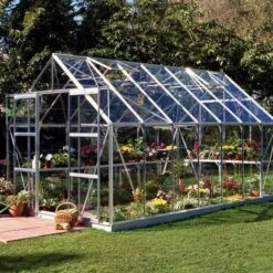 HALLS Serre En Verre Trempé Magnum 148 - 11.50 M², Couleur Silver, Base Sans Base - Silver