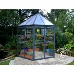 DANCOVER Kiosque De Jardin En Polycarbonate OASIS, Hexagonal 3,91m², 2,13x2,47x2,67m, Anthracite - Anthracite