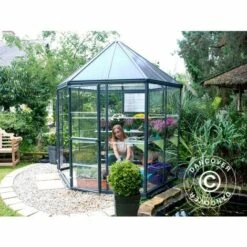 DANCOVER Kiosque De Jardin En Polycarbonate OASIS, Hexagonal 3,91m², 2,13x2,47x2,67m, Anthracite - Anthracite 10 DANCOVER Kiosque De Jardin En Polycarbonate OASIS, Hexagonal 3,91m², 2,13x2,47x2,67m, Anthracite - Anthracite -France Serre de jardin Soldes 2022 53511078 4
