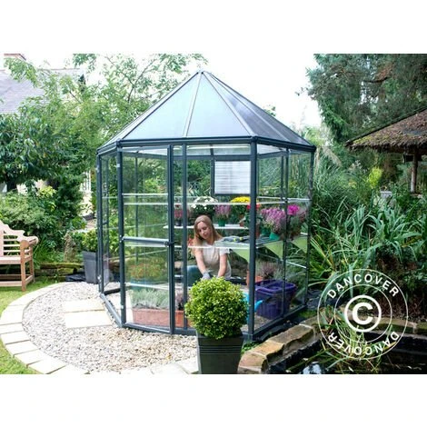 DANCOVER Kiosque De Jardin En Polycarbonate OASIS, Hexagonal 3,91m², 2,13x2,47x2,67m, Anthracite - Anthracite 6 DANCOVER Kiosque De Jardin En Polycarbonate OASIS, Hexagonal 3,91m², 2,13x2,47x2,67m, Anthracite - Anthracite – Image 4