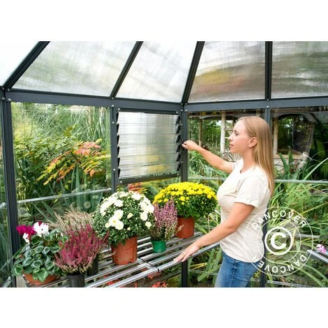 DANCOVER Kiosque De Jardin En Polycarbonate OASIS, Hexagonal 3,91m², 2,13x2,47x2,67m, Anthracite - Anthracite 7 DANCOVER Kiosque De Jardin En Polycarbonate OASIS, Hexagonal 3,91m², 2,13x2,47x2,67m, Anthracite - Anthracite – Image 5