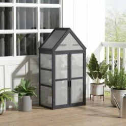 Outsunny Mini Serre De Jardin En Polycarbonate Cadre En Bois 3 Niveaux Dim. 70,5L X 42l X 132H Cm Double Porte Aérations Réglables Gris - Gris 8 Outsunny Mini Serre De Jardin En Polycarbonate Cadre En Bois 3 Niveaux Dim. 70,5L X 42l X 132H Cm Double Porte Aérations Réglables Gris - Gris -France Serre de jardin Soldes 2022 53591957 2