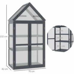 Outsunny Mini Serre De Jardin En Polycarbonate Cadre En Bois 3 Niveaux Dim. 70,5L X 42l X 132H Cm Double Porte Aérations Réglables Gris - Gris 9 Outsunny Mini Serre De Jardin En Polycarbonate Cadre En Bois 3 Niveaux Dim. 70,5L X 42l X 132H Cm Double Porte Aérations Réglables Gris - Gris -France Serre de jardin Soldes 2022 53591957 3