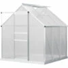 Outsunny Serre De Jardin Aluminium Polycarbonate 3,61 M² Dim. 1,9L X 1,9l X 2H M Lucarne Réglable Fondation Porte Coulissante - Transparent -France Serre de jardin Soldes 2022 53591958 1