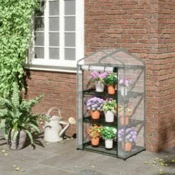 Outsunny Serre De Jardin Balcon étagère Serre 3 Niveaux Dim. 69L X 49l X 125H Cm Métal Thermolaqué Vert PVC Haute Densité Transparent - Vert -France Serre de jardin Soldes 2022 53591961 2