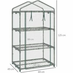 Outsunny Serre De Jardin Balcon étagère Serre 3 Niveaux Dim. 69L X 49l X 125H Cm Métal Thermolaqué Vert PVC Haute Densité Transparent - Vert -France Serre de jardin Soldes 2022 53591961 3