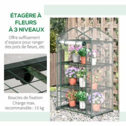 Outsunny Serre De Jardin Balcon étagère Serre 3 Niveaux Dim. 69L X 49l X 125H Cm Métal Thermolaqué Vert PVC Haute Densité Transparent - Vert -France Serre de jardin Soldes 2022 53591961 5