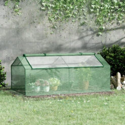 Outsunny Mini Serre De Jardin Serre à Tomates 1,8L X 0,9l X 0,7H M Métal Thermolaqué PE Haute Densité Fenêtre Moustiquaire Intégrées Vert -France Serre de jardin Soldes 2022 53591962 2