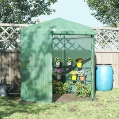 Outsunny Serre De Jardin Hexagonale Avec 6 étagères - Dim. 2,25L X 1,94l X 2,15H M Porte Enroulable Zippée Acier Thermolaqué PE Haute Densité Vert - Vert -France Serre de jardin Soldes 2022 53591963 2