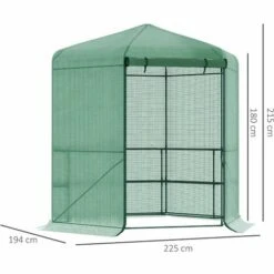 Outsunny Serre De Jardin Hexagonale Avec 6 étagères - Dim. 2,25L X 1,94l X 2,15H M Porte Enroulable Zippée Acier Thermolaqué PE Haute Densité Vert - Vert -France Serre de jardin Soldes 2022 53591963 3