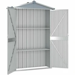 LANGRAY Abri De Jardin Gris 107,5x46x183 Cm Acier Galvanisé Maison & Jardin -France Serre de jardin Soldes 2022 53826583 3