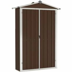 LANGRAY Abri De Jardin Marron 107,5x46x183 Cm Acier Galvanisé Maison & Jardin -France Serre de jardin Soldes 2022 53826586 5