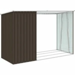 LANGRAY Abri à Bois De Jardin Marron 245x98x159 Cm Acier Galvanisé Maison & Jardin -France Serre de jardin Soldes 2022 53826588 3