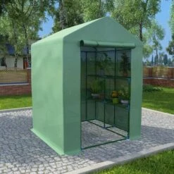 LANGRAY Serre Avec étagères Acier 143x143x195 Cm Maison & Jardin