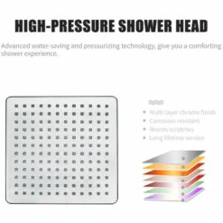 LIFCAUSAL Pommeau De Douche Pluie Carré De 8 Pouces G1/2 Pommeau De Douche Haute Pression Réglable Pommeau De Douche à Jet De Salle De Bain Remplacement Du Pommeau De Douche Pluie En Chrome Poli -France Serre de jardin Soldes 2022 54423502 2