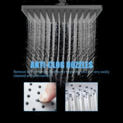 LIFCAUSAL Pommeau De Douche Pluie Carré De 8 Pouces G1/2 Pommeau De Douche Haute Pression Réglable Pommeau De Douche à Jet De Salle De Bain Remplacement Du Pommeau De Douche Pluie En Chrome Poli -France Serre de jardin Soldes 2022 54423502 3