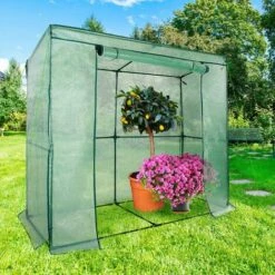 FLOORDIREKT Serre Botanique Environ 1,6 M² 200x78x170 Cm - Vert -France Serre de jardin Soldes 2022 54638232 4