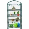 COSTWAY Serre De Jardin Balcon Avec 4 Étagères Réglables Porte Roulante Cadre En Fer Bâche Amovible PE 69 X 49 X 160 Cm Vert -France Serre de jardin Soldes 2022 54816780 1