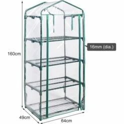 COSTWAY Serre De Jardin Balcon Avec 4 Étagères Réglables Porte Roulante Cadre En Fer Bâche Amovible PE 69 X 49 X 160 Cm Vert 10 COSTWAY Serre De Jardin Balcon Avec 4 Étagères Réglables Porte Roulante Cadre En Fer Bâche Amovible PE 69 X 49 X 160 Cm Vert -France Serre de jardin Soldes 2022 54816780 4