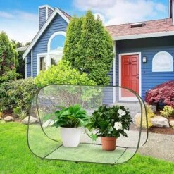 SUPERMARKET Petit Serre De Jardin Mini Pop Up Serre Protection Plantes Tente Fleur Abri Backyard Balcon Terrasse Serres De Culture En PVC Pour Intérieur Ou Extérieur 90x52x62 Cm,Superma,transparent+vert -France Serre de jardin Soldes 2022 54902116 4